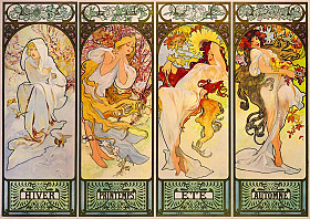 Alfons Mucha - Čtyři roční období, 1900