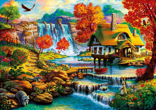 Country House by the Water Fall